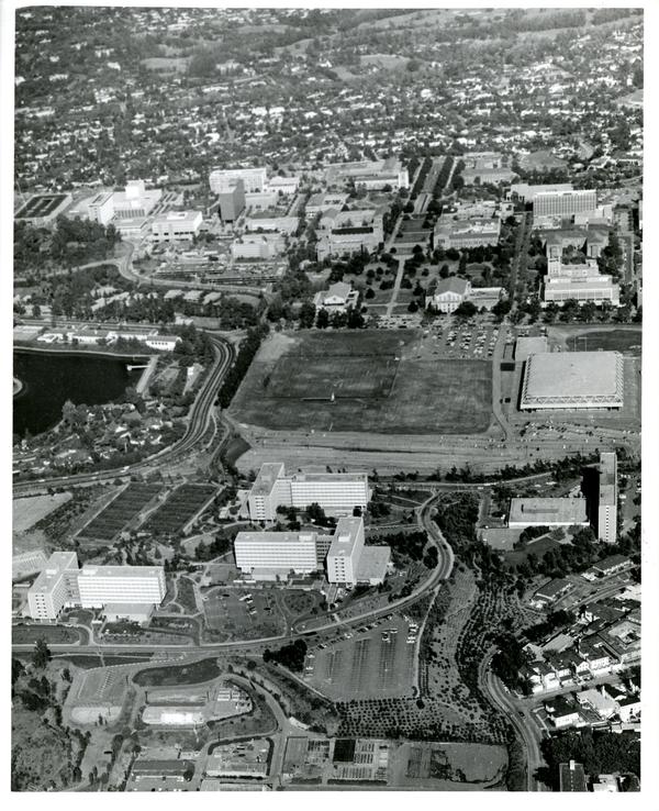 Aerial view of University of California, Los Angeles, ca. 1966-1967