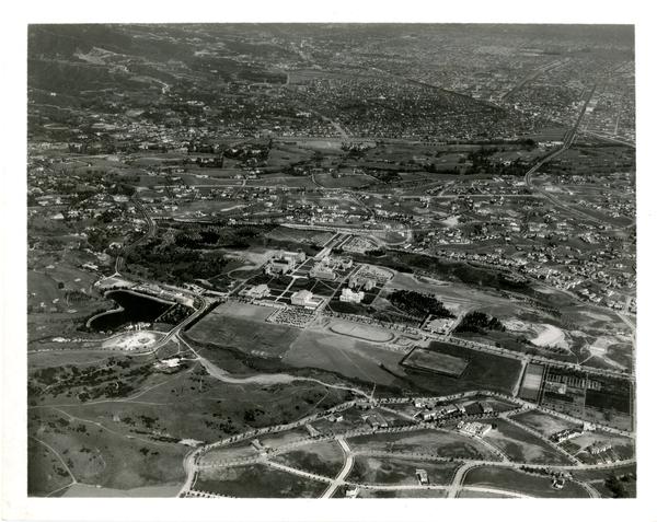 Aerial view of Westwood campus, Westwood Village, March 23, 1936