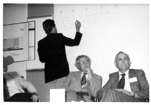 Presenter and participants at the Design Seminar for the School of Architecture, 1982