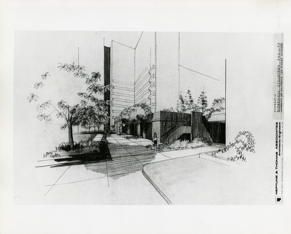 Architectural sketch of Biomedical Cyclotron Facility, ground level view