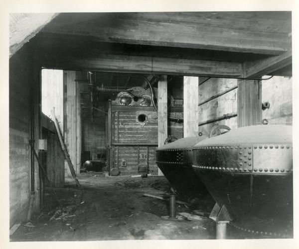 View of interior of Campbell Hall during construction