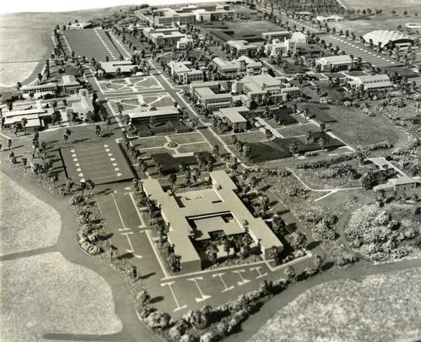 Architectural model of the UCLA campus, March 1956