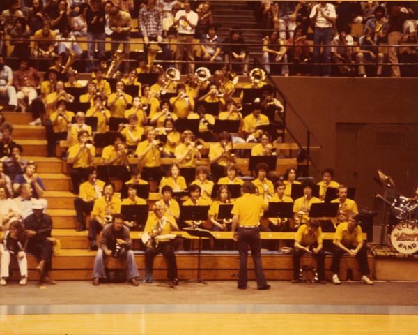 UCLA Band performing during basketball game