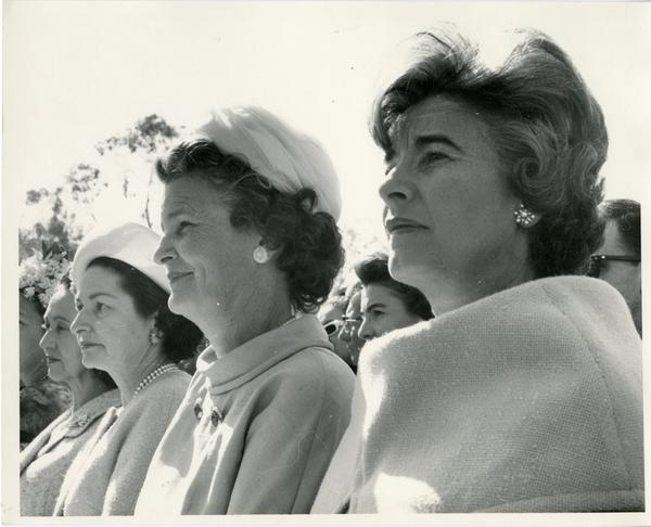 Mrs. Eva Sámano de López Mateos, Mrs. Claudia Alta Taylor Johnson and Mrs Bernice Brown in the audience at the Charter Day 1964