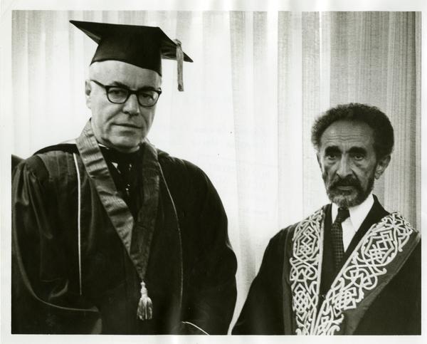 Regent Edward Carter and Emperor Haile Selassie on Charter Day 1967