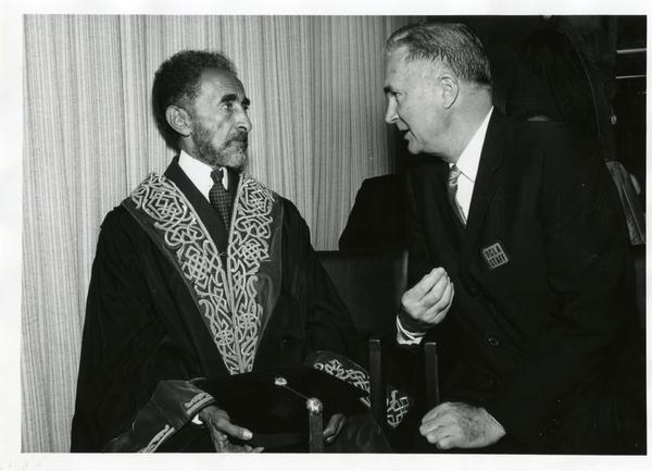 Public Affairs Officer Andrew Hamilton and Emperor Haile Selassie of Ethiopia, April 24, 1967