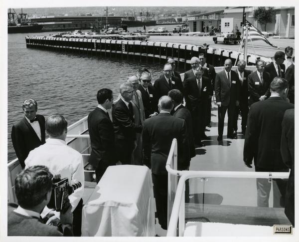 Emperor Haile Selassie boarding the Motor Yacht Argo, April 25, 1967