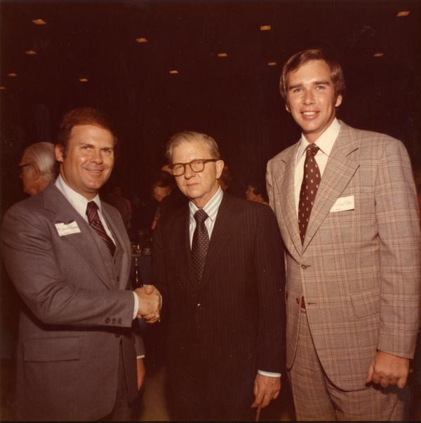 Don Bowman, President Hitch, and Don Trotter at a ceremony for Charter Day