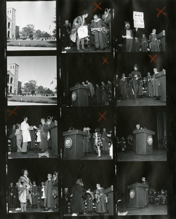 Contact sheet of students being honored at Charter Day, April 3 1975