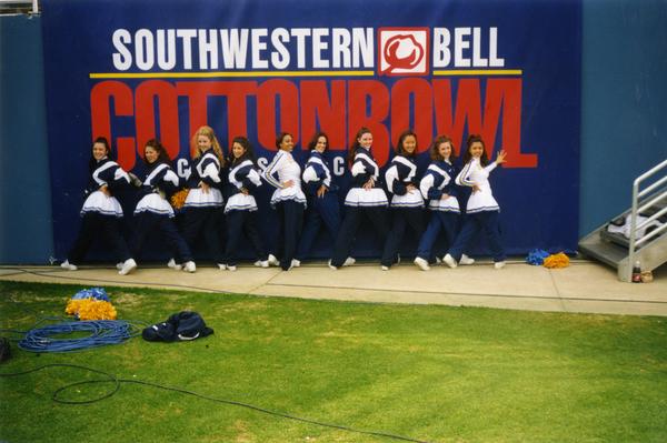 Cheerleaders pose at the Southwestern Bell Cottonbowl