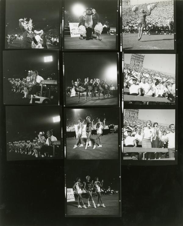 Contact sheet of UCLA cheerleaders at a multiple football games