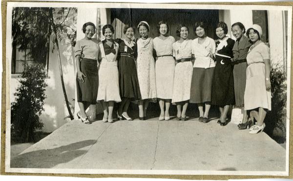 Chi Alpha Delta sorority members at West Los Angeles Japenese School for freshmen reception, 1931