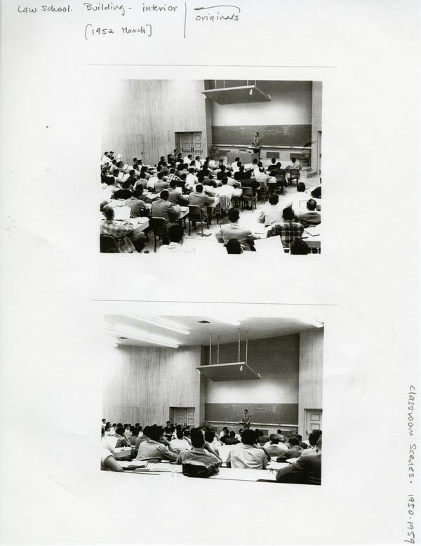 Various shots of the interior of classrooms at Law school, circa 1950's