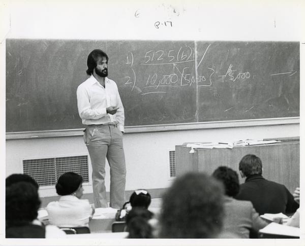Instructor in the front of the class, circa 1980