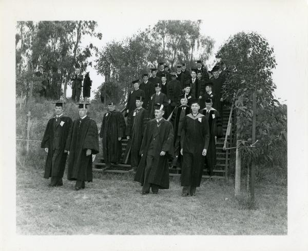 Faculty filing in for Commencement, circa 1940's