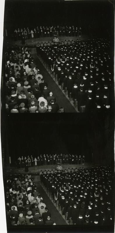 Contact prints of the full auditorium during Mid-Year Commencement, January 28, 1964
