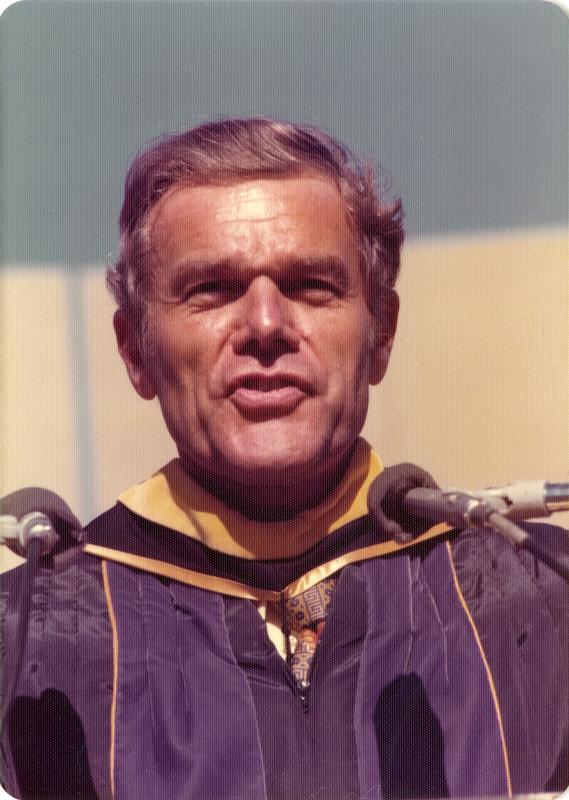 UCLA Alumni President James Collins speaking at commencement, June 1976