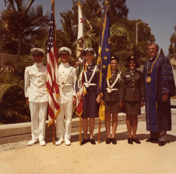 Color Guard with Chancellor Charles E. Young at commencement, June 1979