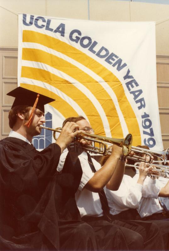 UCLA Band playing at commencement, June 1979
