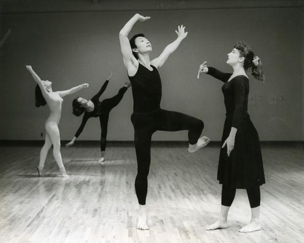 Dancers of the UCLA Dance Company practicing with Carol Scothorn, 1968