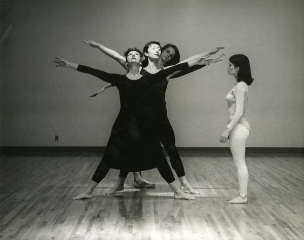 Carol Scothorn practicing with members of the UCLA Dance Company, 1968