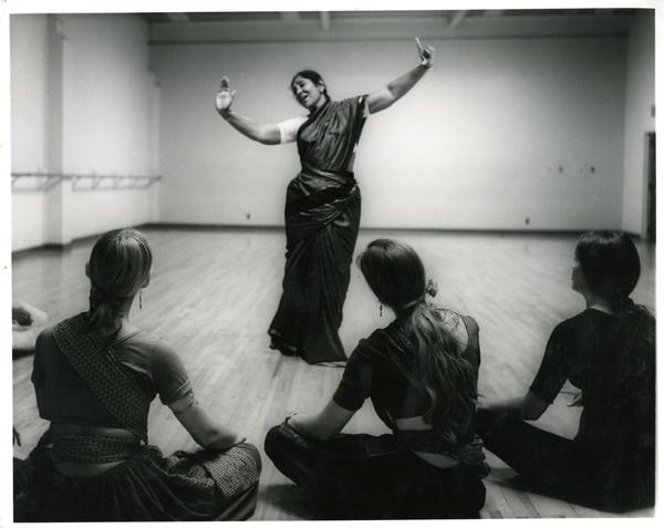 Balasaraswati performing for UCLA dancers, 1970's
