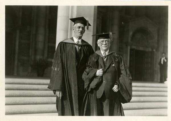 Professor of Mathematics Earle Raymond Hedreck and Regent John R. Haynes at the dedication of the Westwood campus, March 1930