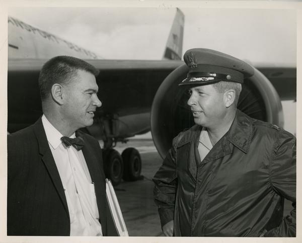 Colonel William E.Gernert, Field Command Executive, conversing with William G. McMillan at Sandia, ca. 1965