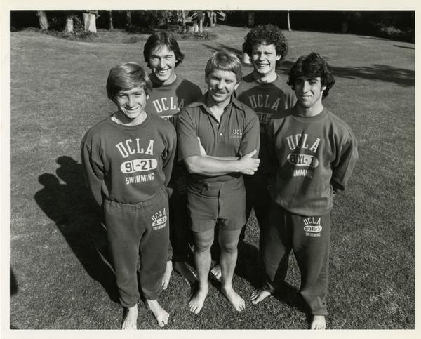 Members of the 1981 Diving Team in sweats