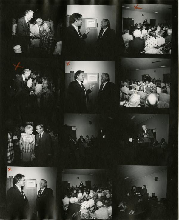 Contact sheet of the renaming ceremony for Dodd Hall, September 1974