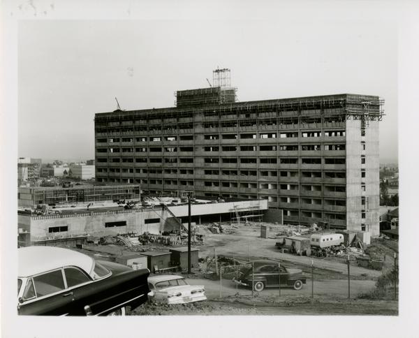 View of construction of Dykstra Hall