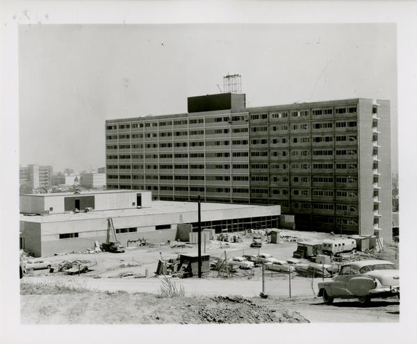 View of construction of Dykstra Hall