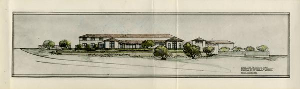 Architectual rendering of west elevation House for Faculty Clubs