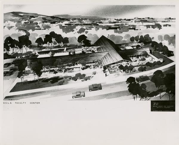 Architectual rendering of Faculty Center, 1958