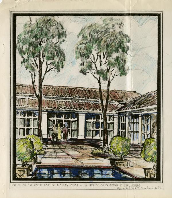 Architectual rendering of patio of the House for the Faculty Clubs