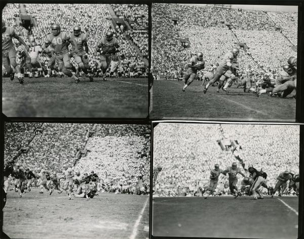 Contact prints of football game action, ca. 1950s