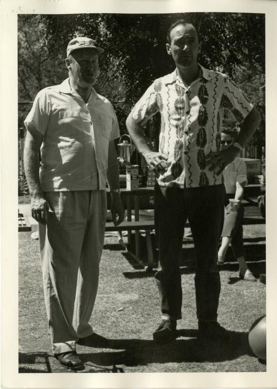 Two unidentified men at the geography department picnic