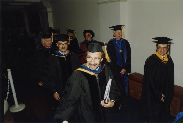 Faculty lined up in preperation for PhD Hooding Ceremony, June 1988