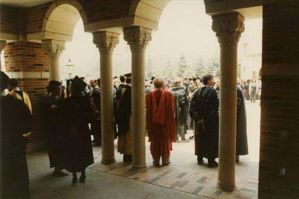 Looking out from under arches to Robing reception, June 1988
