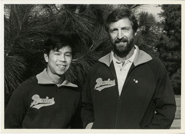 Gymnastics Head Coach Art Shurlock and Assistant Coach Makoto Sakamoto, ca. November 1981