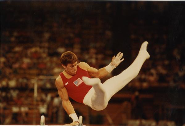 UCLA Gymnast Tim Daggett on the pommel horse