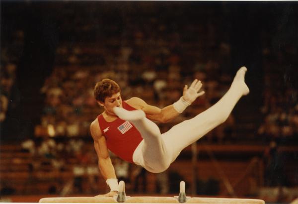UCLA Gymnast Tim Daggett on the pommel horse