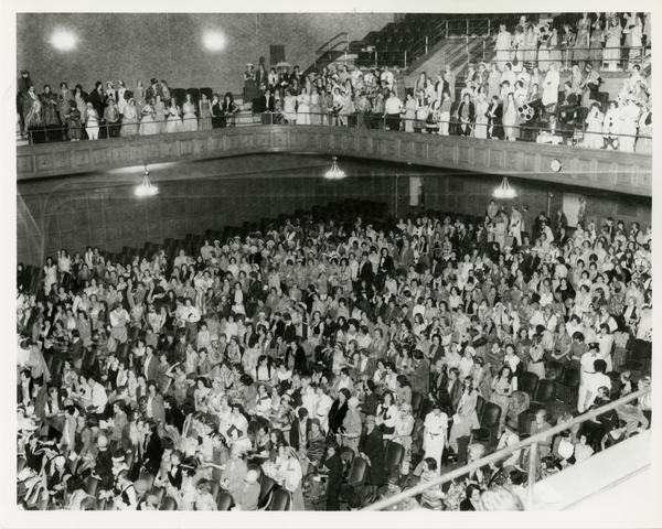 View of audience in theater in Royce Hall, ca. 1930