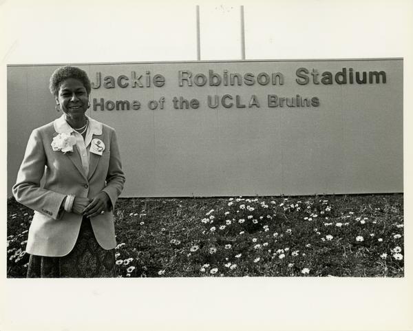 View of Jackie Robinson Stadium sign, 1981