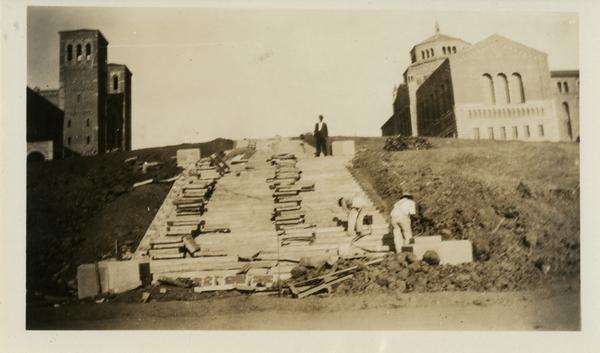 View of Janss Steps during construction, September 23, 1929