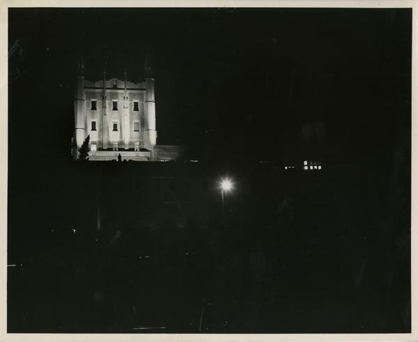 View of Kerckhoff tower at night