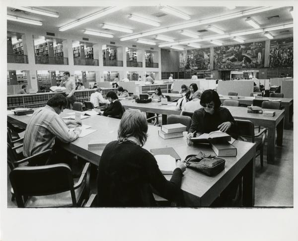 Students studying in Law School Library