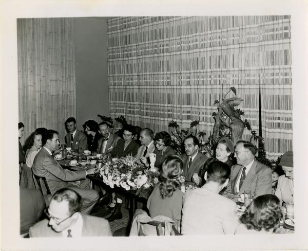 Library staff Christmas party, December 19, 1957