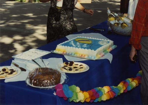 Refreshments and snacks at Library staff retirees party, ca. 1991