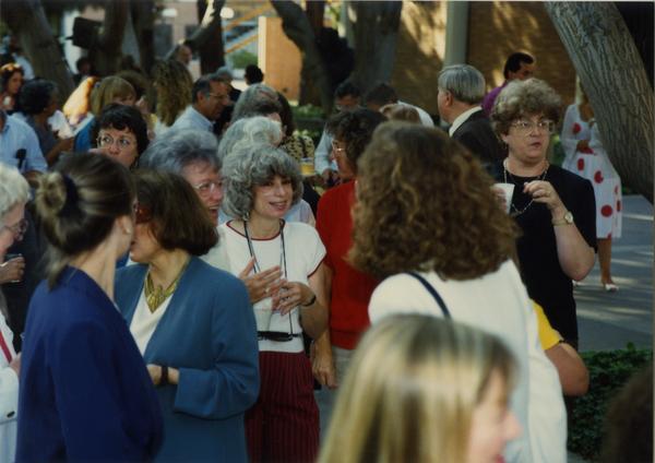 Crowds at the staff retirement party, 1991